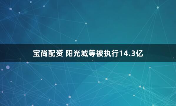 宝尚配资 阳光城等被执行14.3亿