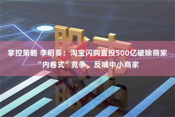 掌控策略 李稻葵：淘宝闪购直投500亿破除商家“内卷式”竞争，反哺中小商家